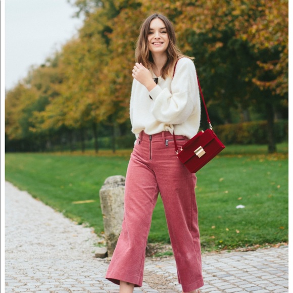 wide leg pink corduroy pants